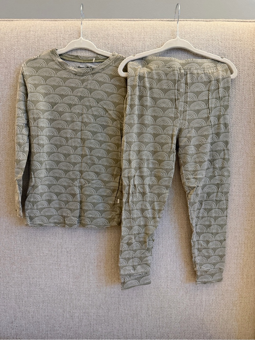 Brave Little Ones Kids Bamboo Olive Green Rainbow - Print Pajama Set